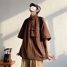 日系polo衫男短袖美式复古衬衫工装机能外套夏季衬衣S8600-p38，男装T恤，星座1008-1