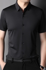 短袖衬衫男薄款翻领上衣服夏季中年男士休闲百搭半袖衬衣爸爸装，男装衬衫，电商B212（原钱塘6029）