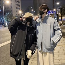 情侣装冬装港风条纹织带棉服棉衣休闲加厚外套男女G1107P118，男装棉衣，电商A339
