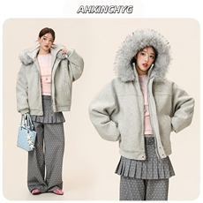 【座山雕毛领连帽】毛呢拼接秋冬棉服保暖外套男女G1168特P118，男装棉衣，电商A339