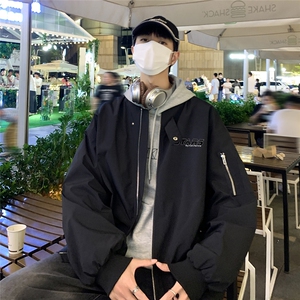 港风夜景字母印花棒球领夹克 F83609 P75控98图片