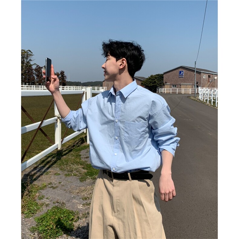 衬衫男士长袖春夏季休闲外套潮雅痞韩版帅气宽松衬衣824P45,男装衬衫,星座710