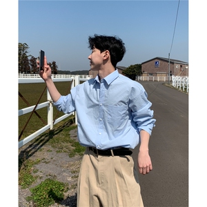 衬衫男士长袖春夏季休闲外套潮雅痞韩版帅气宽松衬衣824P45