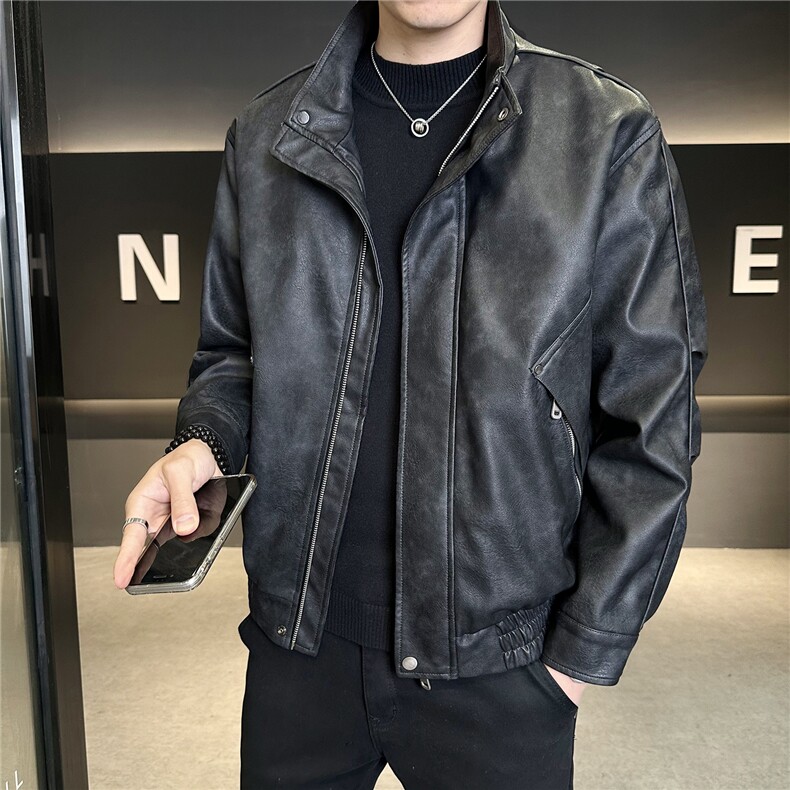 加绒加厚男士皮衣秋冬季皮夹克休闲外套品质款C317-J7722-P185,男装夹克,电商C317