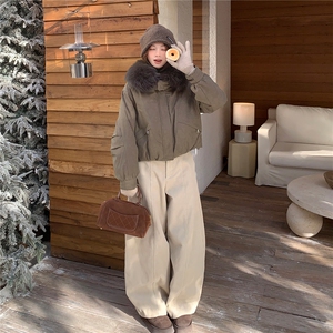 巨好看狐狸大毛领短款工装派克羽绒服女5179-P395-K588图片