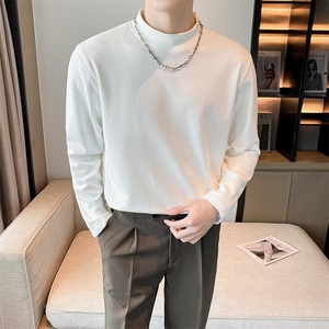西装内搭男长袖t恤男轻熟风男装半高领秋季修身德绒打底衫 T01图片