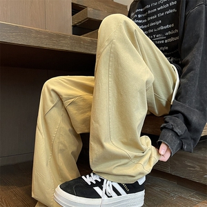 8XL-M休闲裤男日系潮牌拼接宽松阔腿裤直通工装裤K9103P68控88