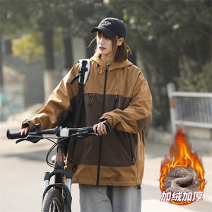 加绒加厚拼接冲锋衣夹克男女同款保暖上衣外套A406 A129  特P95图片