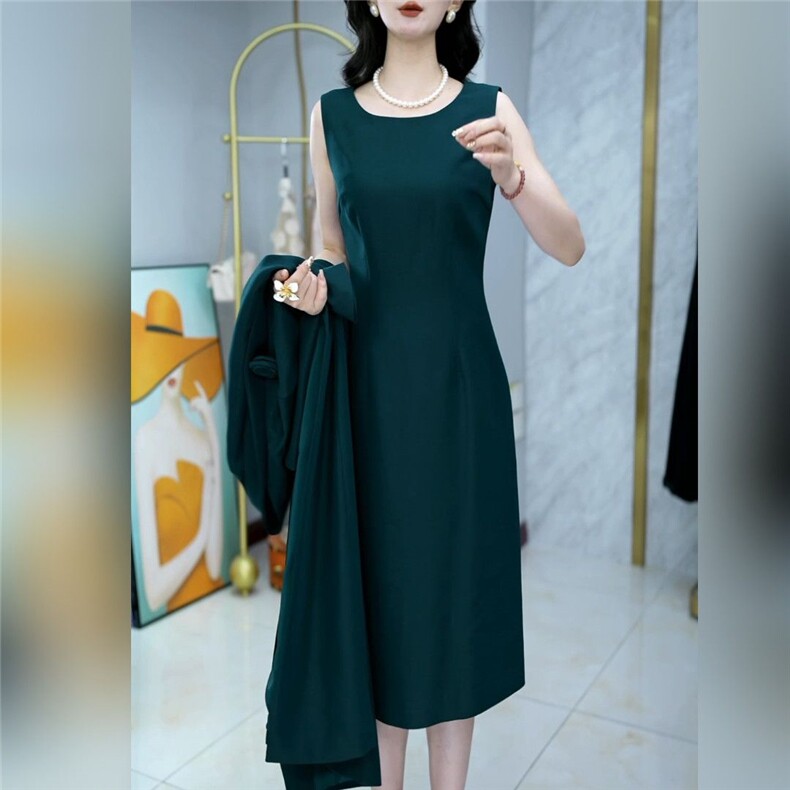 高级TR柔感两件套2026春季新款时尚气质显瘦风衣外套洋气连衣裙女,女装套装/套裙,超越