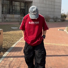 抖音得物高品质二开240克宽松纯棉美式潮牌三条杠织带短袖T恤，男装T恤，电商A486-1