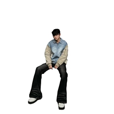 美式ins高街hiphop重工艺水洗暗黑微喇牛仔裤货号K2401P60，男装牛仔裤，电商A063