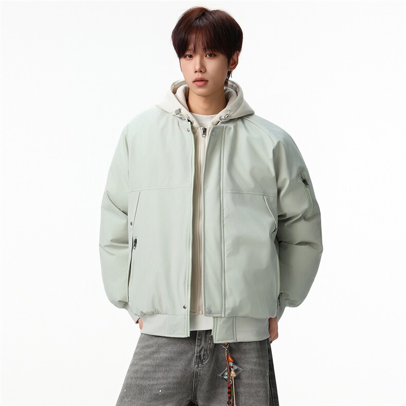 新款冬季大码羽绒棉服棉袄连帽假两件韩版宽松外套A436-2583-P95,男装棉衣,电商A436