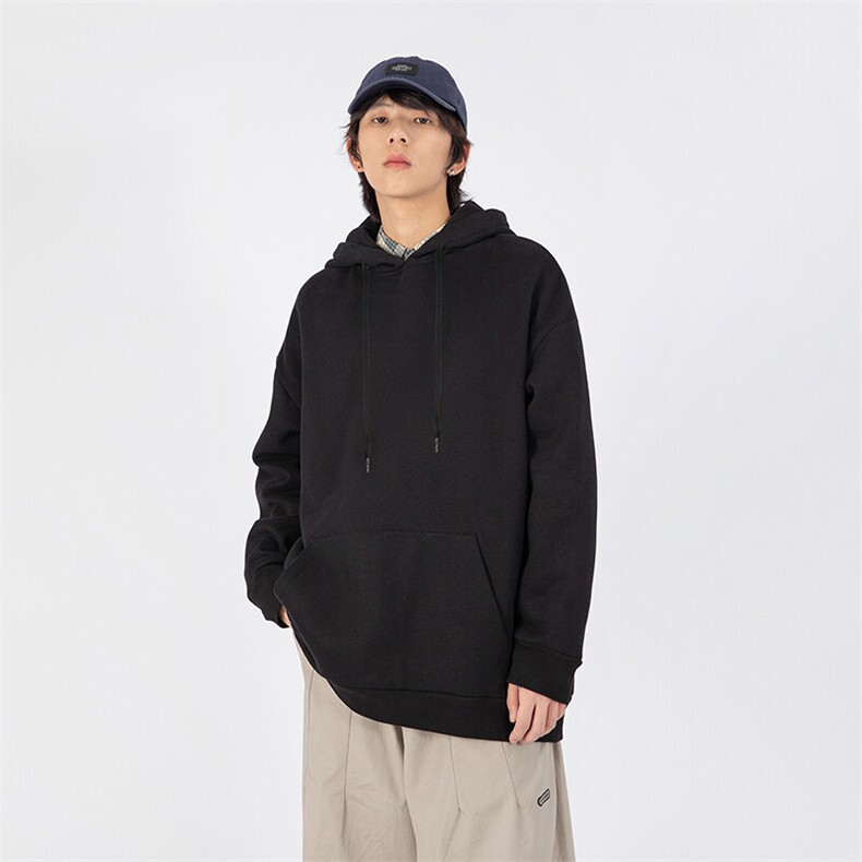 日系原宿秋季ins连帽卫衣男士纯色宽松休闲外套上衣HY221TP45控68,女装短外套,电商A140（原A102B-1）