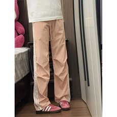 ！粉色条纹褶皱垂坠感速干伞兵休闲裤，男装休闲裤，星座617C