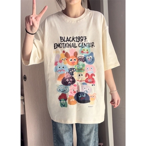 M389-P25 情侣装男女 宽松大版 日系卡通印花短袖图片