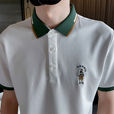 2025新款撞色领夏季短袖T恤翻领刺绣Polo衫A390-P55，男装T恤，电商D342