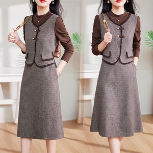 现货-新品】春装连衣裙2024年高端显瘦洋气美拉德中长款女士裙子图片