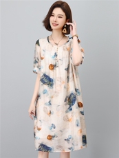 2026时尚中年妈妈休闲直筒莱赛尔天丝麻连衣裙，女装连衣裙，独衣靓