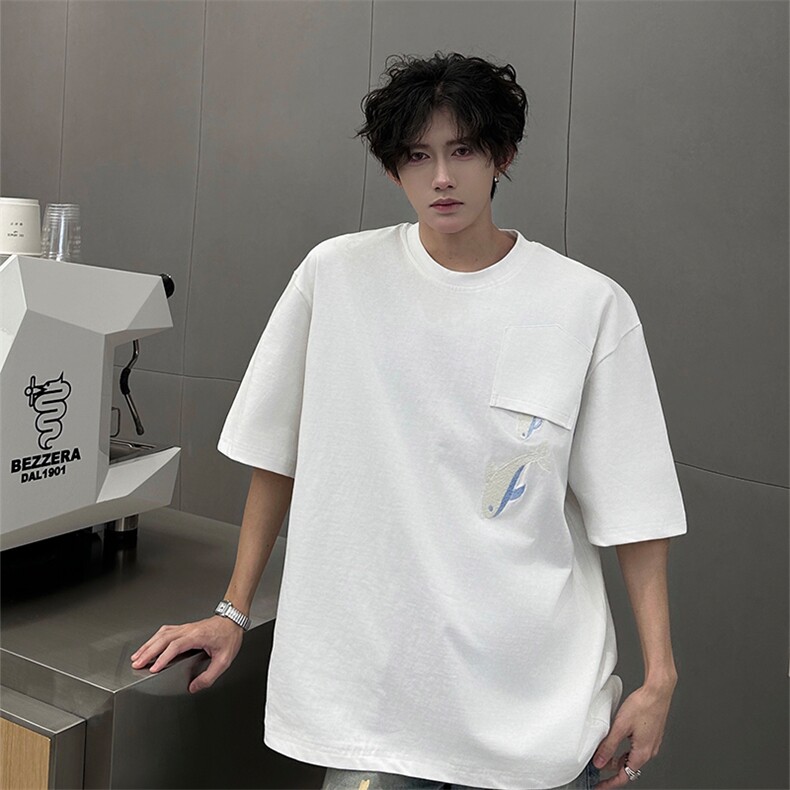 遇阳光可变色鲸鱼短袖鲸鱼刺绣设计短袖T恤打底情侣T恤背心P35，男装背心/马甲，电商B319