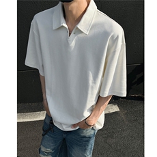 夏季新品老钱风宽松休闲POLO衫短袖T恤上衣男H1083特P35，男装Polo衫，电商A341