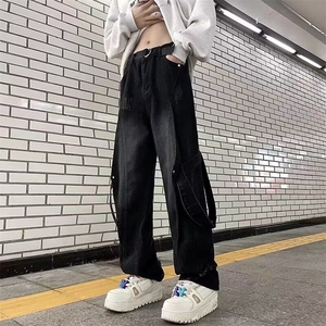 1506-1/K20501/P51美式潮牌时尚百搭直筒复古飘带牛仔撞色男女图片