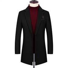 新款50%毛呢中长款风衣男秋冬绣花大码外套毛呢大衣男1961-P170，男装毛呢大衣，星座217-4