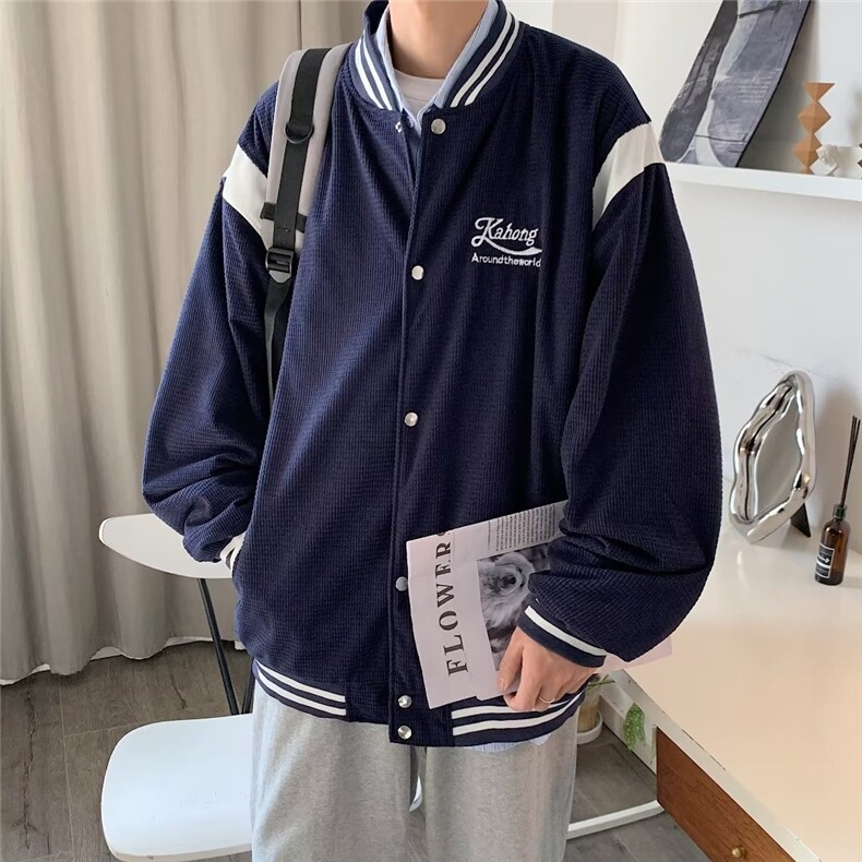 灯芯绒华夫格夹克男韩版潮拼色2024春秋新款ins外套W5979X-P57,男装夹克,星座412-2