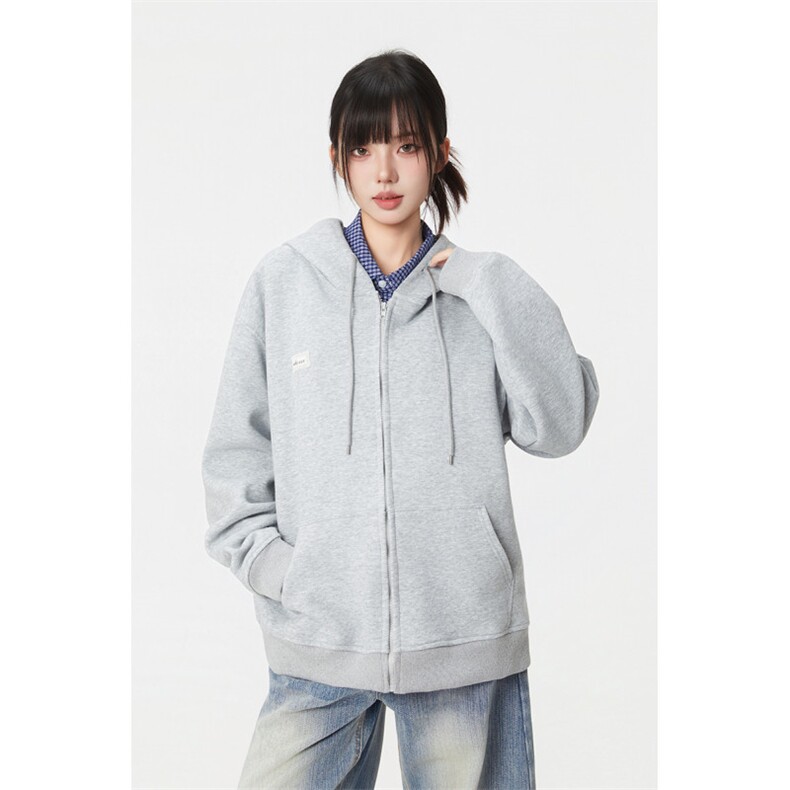 5646-P55韩版新款设计感拉链开衫连帽卫衣外套薄款,女装短外套,星座617A-2