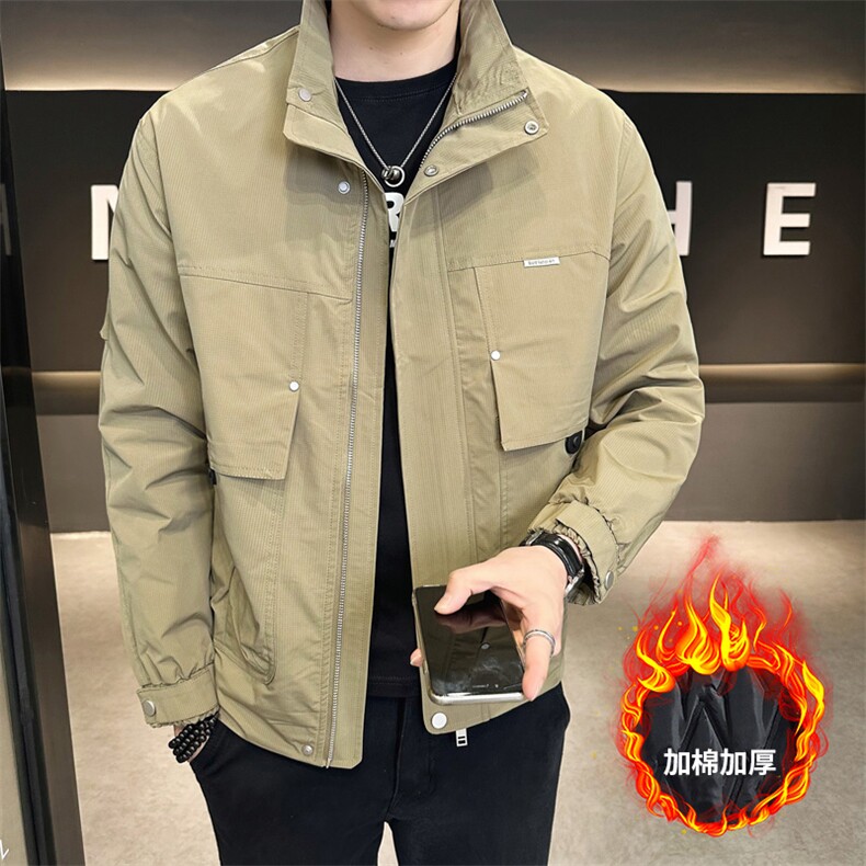 主推款加棉夹克立领工装夹克男休闲加厚外套DS-A329-JM3307-P95图片