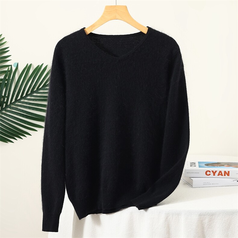 2025年秋季兔绒V领针织衫纯色羊毛衫长袖毛衣，女装羊毛衫，枫宸羊绒
