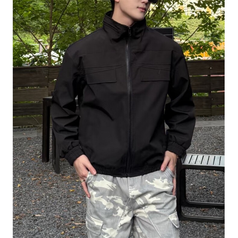 三防短款硬挺外套男款秋季硬汉穿搭立领工装夹克高级感痞帅骑兵服,男装夹克,星座601-1