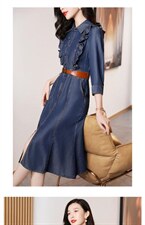 现货牛仔连衣裙，女装连衣裙，迪蔓君翔