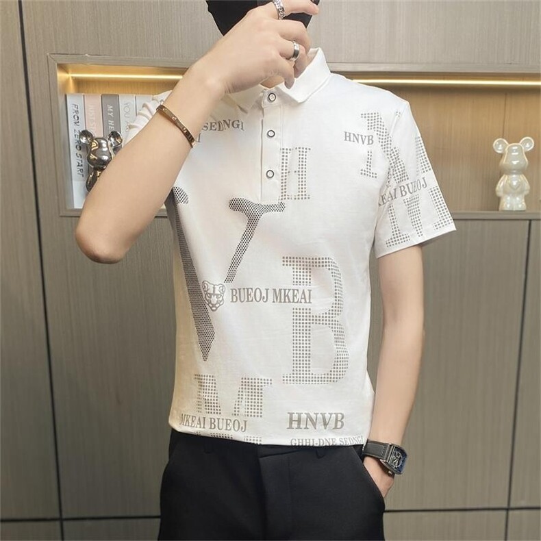 PL011-特P35男衬衫领polo衫青年潮翻领短袖T恤男士修身打底汗衫,男装Polo衫,电商D310B