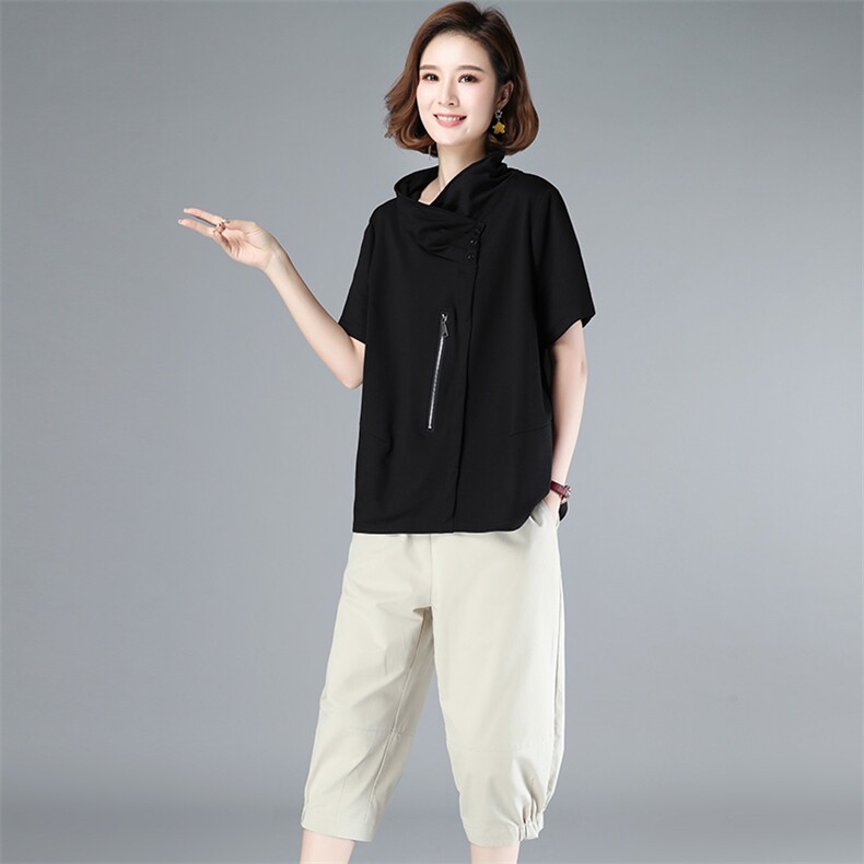 2021年夏季舒适修身纯色气质都市韩版简约宽松显瘦套装，女装套装/套裙，丽影随形