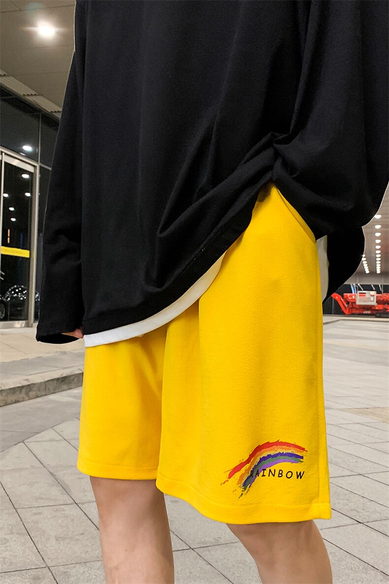 MK37064-P15冰丝短裤男士大码宽松休闲五分裤男运动中裤港风,男装休闲裤,电商A040A