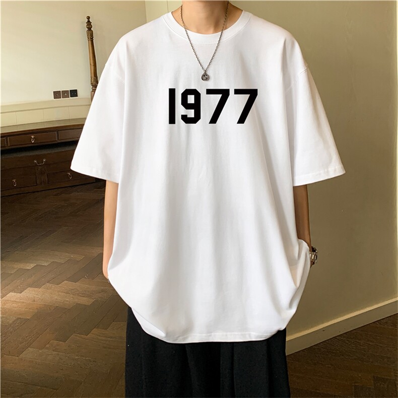 简约短袖港风基础款数字印花1977男女同款简约T恤202-8-T1997-P20图片