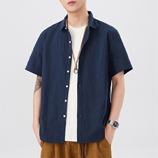 纯棉短袖衬衫男休闲外套上衣A329-CS648-P65，男装衬衫，电商A329
