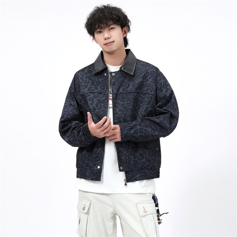 豹纹美式高街潮牌方格设计感夹克外套男2025秋季新款JK1246-P85,男装夹克,星座1103-3