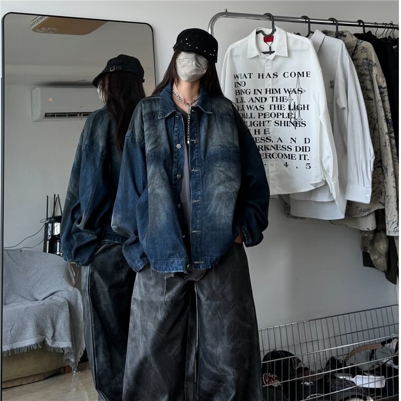 ~潮流新男女同款野性风秋冬夹克外套牛仔外套上衣图片