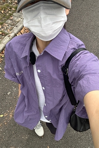 夏季新款速干短袖刺绣衬衫潮流港风宽松百搭男半袖 CS285-P35图片