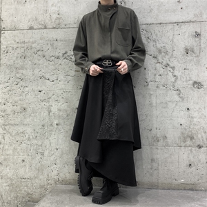 春装26新中式山本 风暗黑不规则西裤拼接宽松阔腿男女百搭裙裤图片