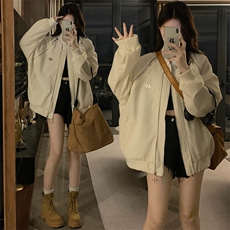 A347-P100铁标拉链设计感小众飞行服夹克外套棒球服工装上衣情侣，男装夹克，星座911