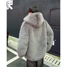 毛毛衣外套男士韩版潮流保暖百搭连帽2024冬季ins棉服MF280-P128，男装棉衣，星座412-2