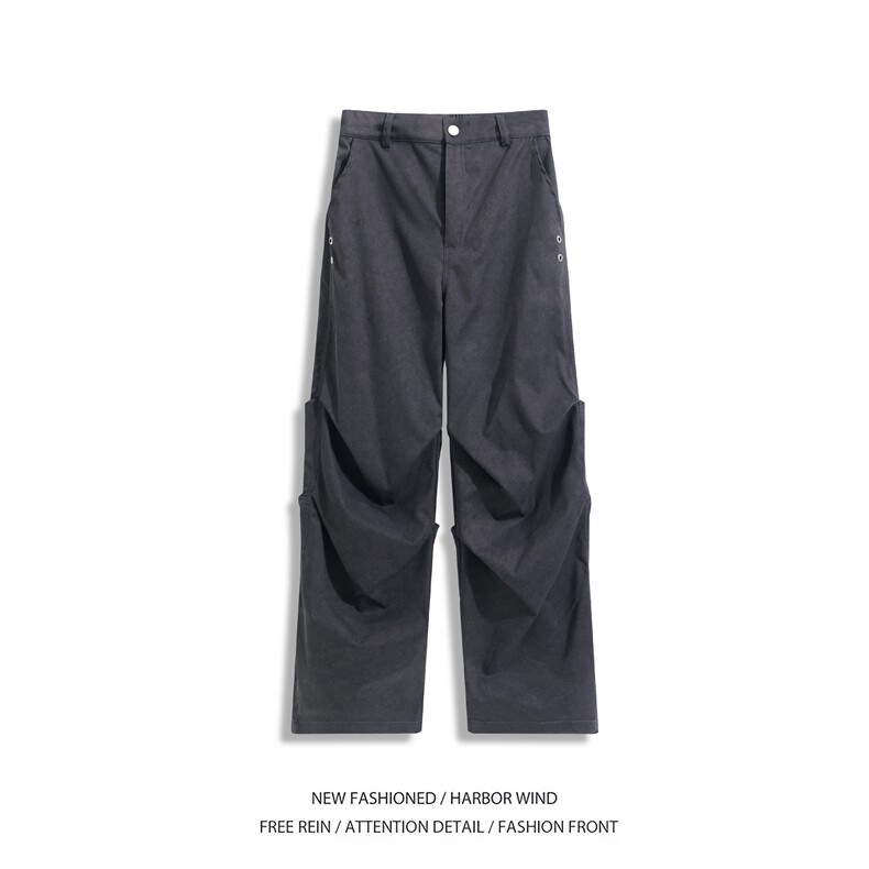 春夏新款美式高街褶皱设计宽松休闲伞兵裤B315-K25728-特p40控78,男装休闲裤,电商B315