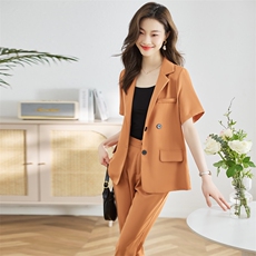 时尚西装套装女2025年夏季新款显瘦气质绿色西服两件套潮，女装套装/套裙，采品优优