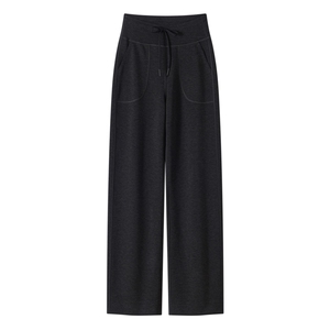 2025年秋季宽松时尚百搭通勤简约休闲加绒阔腿裤，女装休闲裤，昭美羊绒