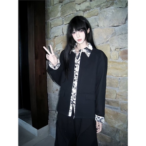 A159-P72 假两件外套男千鸟格潮流褂子2025新款男装上衣图片