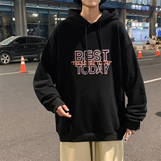 WY2181-P35加绒款-P40纯棉连帽卫衣男大码运动帽衫宽松薄外套男，男装卫衣，电商A040