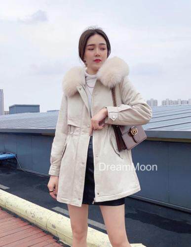 冬装新款派克服超大狐狸毛领修身显瘦，女装，梦中秋月