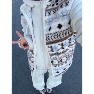 网图现货超费尔岛风格羊羔绒保暖马甲外套WT45特P75图片